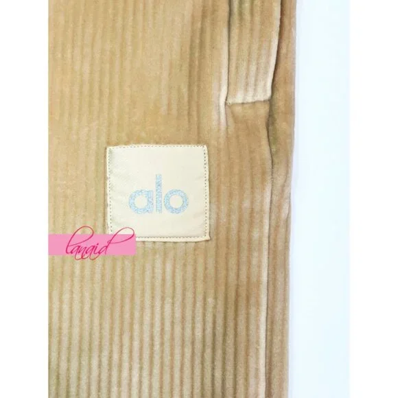 Alo Velour Baller Pant Sand Dune Corduroy Thick Soft Ribbed Plush Sweats Joggers - Picture 7 of 8